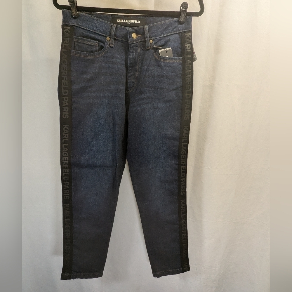NWT Karl Lagerfeld Paris Women's Indigo Dark Wash Straight Leg Jeans Size 2